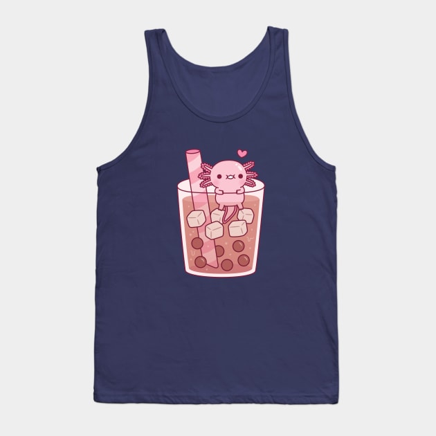 Cute Axolotl Hanging Around In Bubble Tea Tank Top by rustydoodle